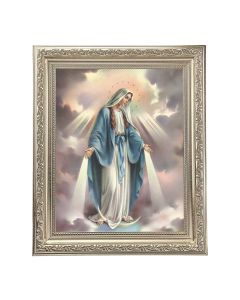 10" x 12" Ornate Silver Frame with an Our Lady of Grace Print