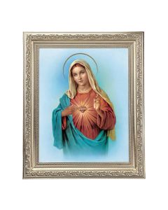10" x 12" Ornate Silver Frame with a Immaculate Heart of Mary Print