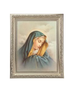 10" x 12" Ornate Silver Frame with an Our Lady of Sorrow Print