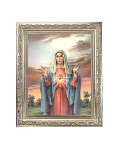 10" x 12" Ornate Silver Frame with a Immaculate Heart of Mary Print