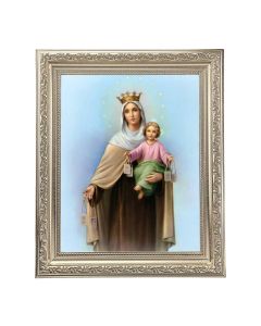10" x 12" Ornate Silver Frame with an Our Lady of Mount Carmel Print