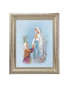 10" x 12" Ornate Silver Frame with an Our Lady of Lourdes Print