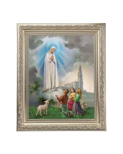 10" x 12" Ornate Silver Frame with an Our Lady of Fatima Print