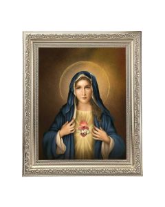 10" x 12" Ornate Silver Frame with a Immaculate Heart of Mary Print