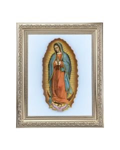 10" x 12" Ornate Silver Frame with an Our Lady of Guadalupe Print