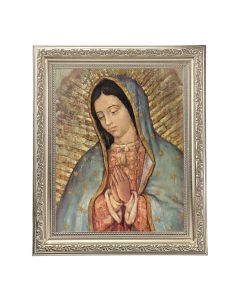 10" x 12" Ornate Silver Frame with an Our Lady of Guadalupe Print