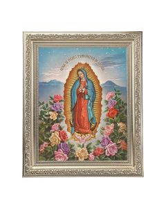 10" x 12" Ornate Silver Frame with an Our Lady of Guadalupe Print