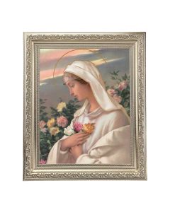 10" x 12" Ornate Silver Frame with a Mystical Rose Print