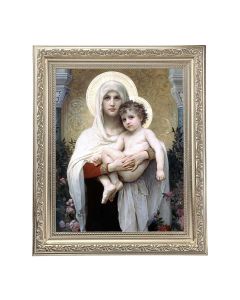 10" x 12" Ornate Silver Frame with a Bouguereau: Madonna of the Roses Print
