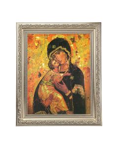 10" x 12" Ornate Silver Frame with an Our Lady of Vladimir Print