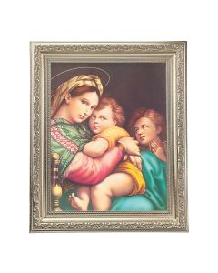 10" x 12" Ornate Silver Frame with a Raphael: Madonna of The Chair Print