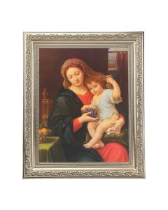 10" x 12" Ornate Silver Frame with a Mignard: Madonna of the Grapes Print