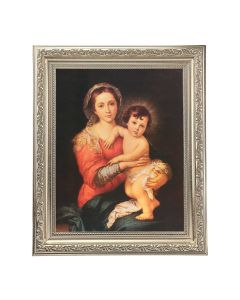 10" x 12" Ornate Silver Frame with a Murillo: Madonna and Child Print