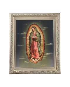 10" x 12" Ornate Silver Frame with an Our Lady of Guadalupe Print