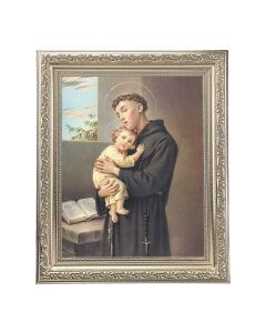 10" x 12" Ornate Silver Frame with a Saint Anthony Print
