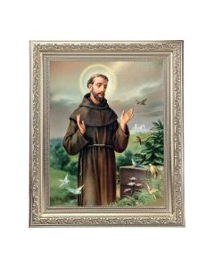 10" x 12" Ornate Silver Frame with a Saint Francis Print
