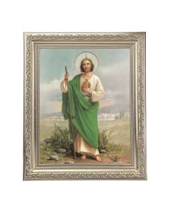 10" x 12" Ornate Silver Frame with a Saint Jude Print