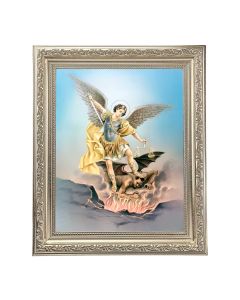 10" x 12" Ornate Silver Frame with a Saint Michael Print