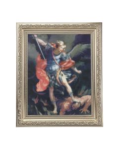 10" x 12" Ornate Silver Frame with a Saint Michael Print