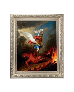 10" x 12" Ornate Silver Frame with an 8" x 10" Archangel St. Michael Defeating the Dragon Print 