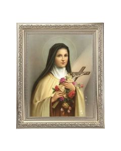 10" x 12" Ornate Silver Frame with a Saint Therese Print