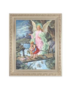 10" x 12" Ornate Silver Frame with a Guardian Angel Print
