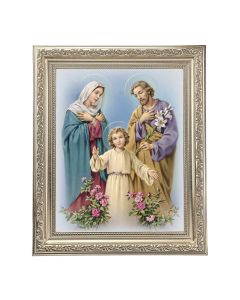 10" x 12" Ornate Silver Frame with a Holy Family Print