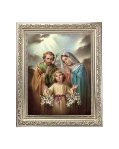 10" x 12" Ornate Silver Frame with a Holy Family Print