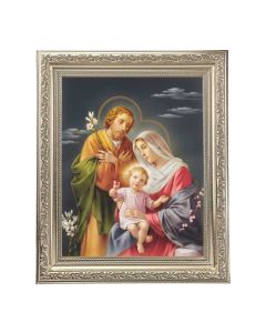10" x 12" Ornate Silver Frame with a Holy Family Print