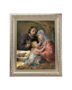 10" x 12" Ornate Silver Frame with a Holy Family Print
