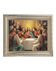10" x 12" Ornate Silver Frame with a Bonella: The Last Supper Print