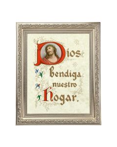 10" x 12" Ornate Silver Frame with a House Blessing (Spanish) Print