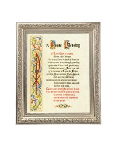 10" x 12" Ornate Silver Frame with a House Blessing Print