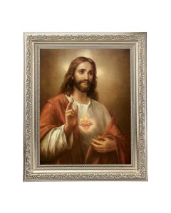 10" x 12" Ornate Silver Frame with a LaFuente: The Sacred Heart of Jesus Print
