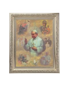 10" x 12" Ornate Silver Frame with an St. Pope John Paul II Print