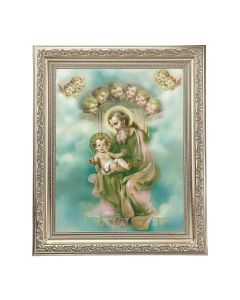 10" x 12" Ornate Silver Frame with a St. Joseph Print