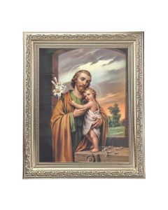 10" x 12" Ornate Silver Frame with a St. Joseph Print