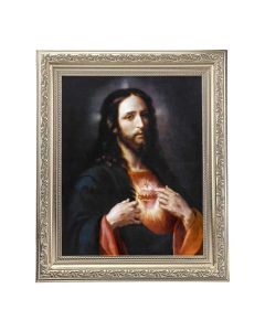 10" x 12" Ornate Silver Frame with a Ponce: The Sacred Heart Print