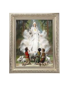 10" x 12" Ornate Silver Frame with an Our Lady of Fatima Print