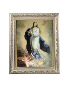 10" x 12" Ornate Silver Frame with a Murillo: Immaculate Conception Print