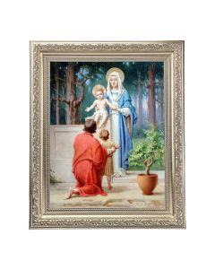 10" x 12" Ornate Silver Frame with a Chambers: The Holy Family with St. John Baptist Print
