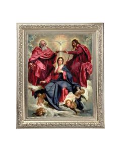 10" x 12" Ornate Silver Frame with a Crowning of Mary Print