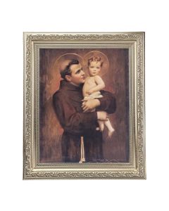 10" x 12" Ornate Silver Frame with a Chambers: St. Anthony with Jesus Print