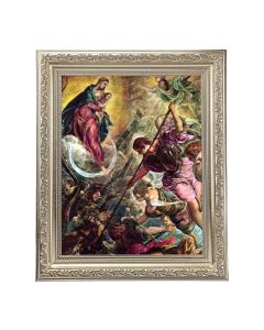 10" x 12" Ornate Silver Frame with an 8" x 10" Battle of Archangel St. Michael Print