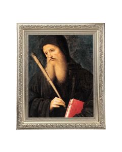 10" x 12" Ornate Silver Frame with a Perugino: St. Benedict Print