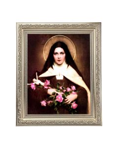 10" x 12" Ornate Silver Frame with a Chambers: St. Therese Print