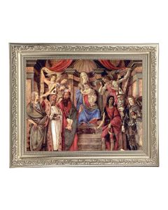 10" x 12" Ornate Silver Frame with a Madonna Throne of Angels and Saints Print