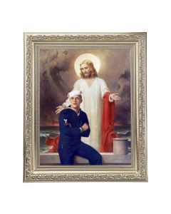 10" x 12" Ornate Silver Frame with a Chambers: Jesus with Sailor Print