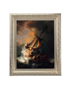 10" x 12" Ornate Silver Frame with a Rembrandt - The Storm on the Sea of Galilee Print