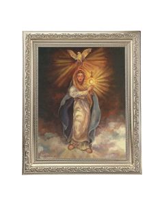 10" x 12" Ornate Silver Frame with a Mary with Monstrance Print